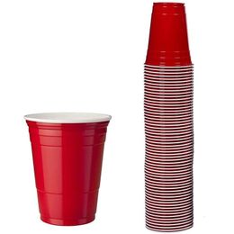 Cake Tools 100Pcs Set of 450Ml Red Disposable Plastic Cup Party Bar Restaurant Supplies Houseware Household Goods High Quality 230620