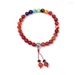 Strand 27 1 Bead Buddhist Prayer Beads 7 Chakra Carnelian Bracelet Relieve Anxiety Women Men Yoga Meditation Bracelets Drop