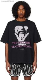 Men's T-Shirts New Fasion Retro Slogan Portrait Print Rhude T Shirt Men Women EU Size 100% Cotton Wholesale Clothes Hentai Rhude Top Tees T230621