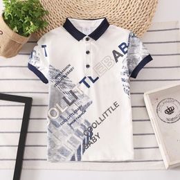 Camisas infantis moda bebê menino camisa polo 2-10 anos roupas infantis letras diamante camisas polo para meninos estilo coreano crianças esportes tops 230620