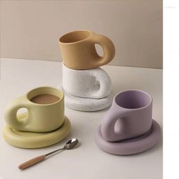 Mugs Creative Colourful Fat Ceramics With Saucer Coffee Mug Milk Tea Office Cups Drinkware The Birthday Gift For Friends