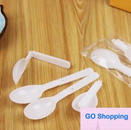 5000pcs Disposable Plastic White Scoop Folding Spoon Ice Cream Pudding Scoop With Individual Package Classic