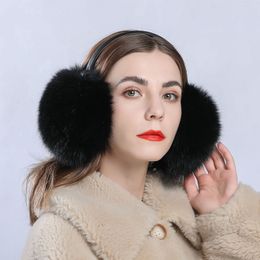 Women Men Winter Warm Real Genuine Fox Fur Earmuffs Ear Protection Soft Ear Muff