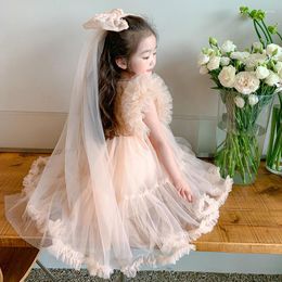 Girl Dresses Toddler Baby Lolita Mesh Dress For Kids Princess Girls Boutique Ruffles Party Gown Ballerina Dancing Vestido Outfit