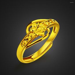 Cluster Rings Fashion Female Gold Ring Pattern Carving Heart Design Wedding 925 Sterling Silver Women Jewellery Gift