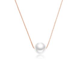 Neue Einfache Runde Süßwasser Perle Halsketten Ins 100% 925 Sterling Silber Geometrische Anhänger Halskette Geburtstag Geschenke