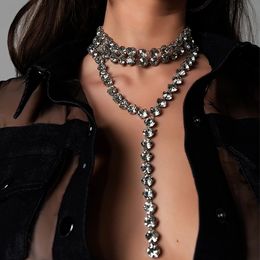 Charms Shiny Sexy Multilayer Long Tassel Pendant Body Necklace Jewellery for Women Luxury Crystal Chain Collar Choker 230726