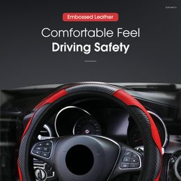 Steering Wheel Covers One Piece Car Cover Non-slip PU Leather Suitable for 37-38cm Carbon Fibre Auto Parts