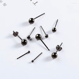 Stud Earrings Minimalist Female Black Ball Real 925 Sterling Silver Cool Bridal Small Wedding For Women