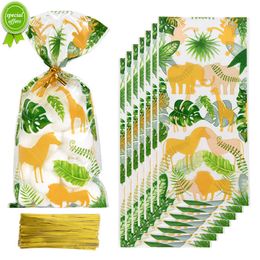 New 25/50pcs Jungle Animal Candy Cookie Bags Kids Wild One Safari Theme Dinosaur Birthday Party Gift Packaging Bag Baby Shower Decor