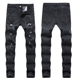 Men's Jeans Straight Trousers Fashion Skinny Jeans Black Plus Size Summer Hip Hop Frayed Denim Ripped Jeans Motorcycle Slim Fit 230620