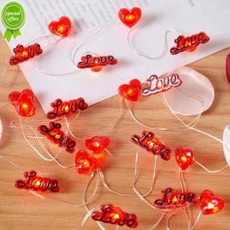 New Valentines Day Love Heart String Light 2M 20LED Fairy Light Wedding Home Room Decoration Birthday Party Gift Battery Operated