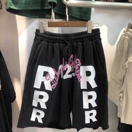 Men's Shorts RRR123 Black Shorts With Terry Letters Printed Drawstring High Street Oversized Casual Shorts For Men And Women T230621