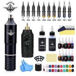 Tattoo Guns Kits Pen Cartridge Machine Kit Beginner Rotary Type Complete Supplies 230620