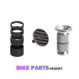 Bike Headsets Bicycle Headset Carbon Top Cap Fibre Stem 28.6mm 1 1 8" Steerer Fork Tube Cover 230621