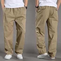 Mens Pants Spring Autumn Thin Casual Plus Cargo Pant Large Size Oversized Men Long Trousers Wide Leg Elastic Waist Joggers 230620