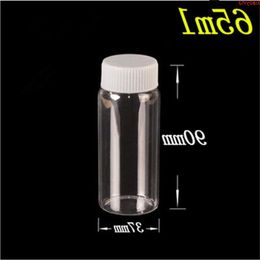 37*90*24mm 65ml Glass Bottles With Plastic Cap Transparent Empty Jars Cosmetic Containers 12pcs/lothigh qualtity Jihxl