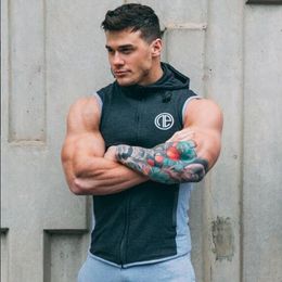 Men's Tank Tops Mens Bodybuilding Hooded Tank Top Cotton sleeveless Vest Sweatshirt Gyms Fitness Workout Casual Fashion Tops Clothing 230620