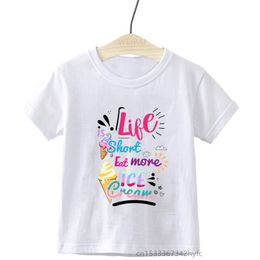 T shirts Kids Cute Icecream Make Me Happy Printed T Shirts Boys Grils Summer Toddler Children Ice Cream Funny Gift 230620