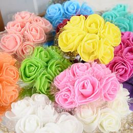 Decorative Flowers 36/72Pcs Artificial PE Foam Rose Flower Head DIY Bouquet Gift Box Scrapbooking Accessories Wedding Home Party Decoration