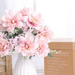 Dried Flowers Pink Silk Artificial High Quality Luxury Bouquet for Home Wedding Living Room Decoration Fake Arrangement