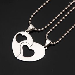 Pendant Necklaces 2Pcs Fashion Couple Necklace Stainless Steel Heart Men And Women Birthday Jewellery Props Gift Accessories