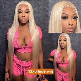 Transparent 613 Lace Frontal Wig Pre Plucked Straight Blonde Lace Front Wig Human Hair Remy Brazilian 5x5 Closure Wig