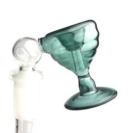 14mm Male 55 Degree Mini Glass Bong Bowl with 2 Inch Blue Green Thick Pyrex Ash Catcher Smoking Water Cup Ashcatcher Bowls