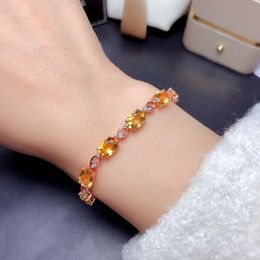 Girlfriend sweet Wedding Bracelets Yellow zircon diamond 18K Rose Gold Plated Bracelet Party Jewelry Birthday Gift