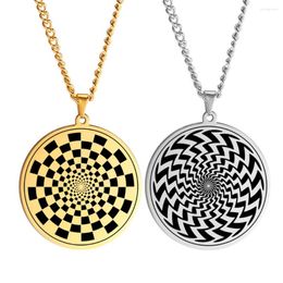 Pendant Necklaces Dawapara The Illusion Of Amulet Necklace Geometric Hypnosis Talisman Stainless Steel Jewellery Gift For Men Women