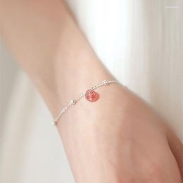Link Bracelets Strawberry Crystal Ball Fresh Simple Gift Silver Colour Temperament Female Trendy Resizable SBR021