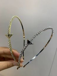 High-End Inverted Triangle Label Alloy Letter Headband French High-Grade Zircon Hair Accessories Fashion Simple European and American Style