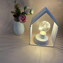 Night Lights LED House Shape Table Lamp Bedside Light Copper Bulb Baby Bedroom Home Decorative Lighting Gift For Girl Chilrden