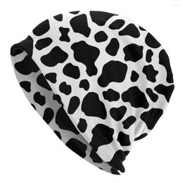 Berets Cow Print Pattern Bonnet Femme Hip Hop Knitting Hat For Women Men Warm Winter Fur Animal SkinLeather Beanies Caps