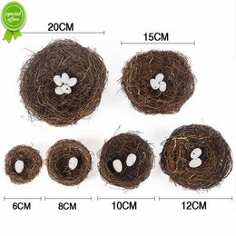 New 8-20cm Nature Rattan Bird Nest Easter Egg Decoration Prop Artificial Nest for Easter Party Home Garden Decoration DIY Craft