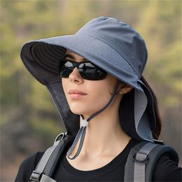 Wide Brim Hats Bucket Women Summer Hat Sun Hiking for Gardening Fishing Wind Protection Dropship 230620