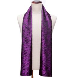 Scarves Winter Designer 160cm Long Men Purple Paisley Silk Scarf Male Brand Shawl Wrap Face Scarf Grade A Adult Barry.Wang 230620