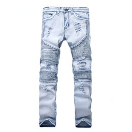 Men's Jeans Mens Skinny Jean Distressed Slim Elastic Jeans Denim Biker Jeans Hip hop Pants Washed Ripped Jeans plus size 28-42 YA558 230620
