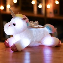 Animais de Pelúcia de Pelúcia 1pc 38cm LED Unicórnio Brinquedos de Pelúcia Brinquedos de Pelúcia Iluminados Bichos de Pelúcia Cavalo Bonito Brinquedo Boneca Macia Brinquedos para Crianças Presentes de Aniversário de Natal 230621