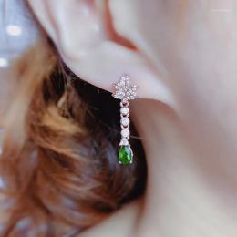 Stud Earrings Coming Natural And Real Diopside 925 Sterling Silver Fine Jewelry Earring