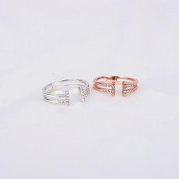 Cluster Rings Simple Designer Double Layer All Matching Real 925 Sterling Silver Fashion Luxury Adjustable Women Ring