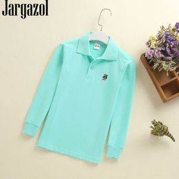 Kids Shirts Jargazol Boys Polo Shirts Long Sleeve Tops Embroidery Pure Teenagers Children Clothes 3-15 Years Kids Outfits Holiday Shirt 230620