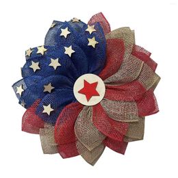 Decorative Flowers Fourth Of July Wreaths Patriotic American 20" Christmas Wreath Lights For Outdoor Battery Timer