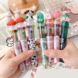 Pcs/lot Cartoon Bear Cow Dinosaur 4/10 Colours Ballpoint Pen Cute Ball Pens School Office Writing Supplies Stationery Gift