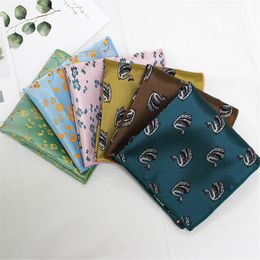 Pocket Square 10Pcs/Lot Floral Print Green Pocket Square Men Suit Hank Plaid Pattern Silk Handkerchiefs Blue Hankies Wedding Accessories B186 230620