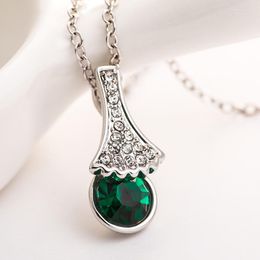 Pendant Necklaces NL-00401 Genuine Austrian Crystal Green Necklace For Women Luxury Non Fading Silver Plated Summer Jewellery Birthday Gift