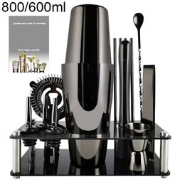 Tabletop Wine Racks Boston Cocktail Shaker 312Pcs Stainless Steel Bar Set Drinking Mixer 800600ml 550ml Shakers Tools Barware With Stand 230621