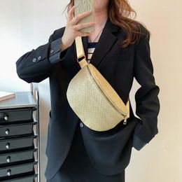 Waist Bags Straw Woven Fanny Pack For Women Rattan Coin Wallet Bag Ladies Chest Belt Pillow Cross Body