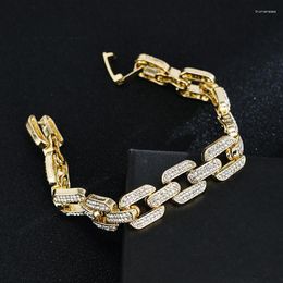 Link Bracelets Chain Emmaya Hiphop Bracelet With Shiny Cubic Zircon Geometry Design For Female Elegant Dress-Up Ingenious Jewelry Raym22