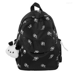 School Bags Waterproof Nylon Student Bag Large Backpack Women Flower Printing Rucksack Laptop For Teen Girls 2023